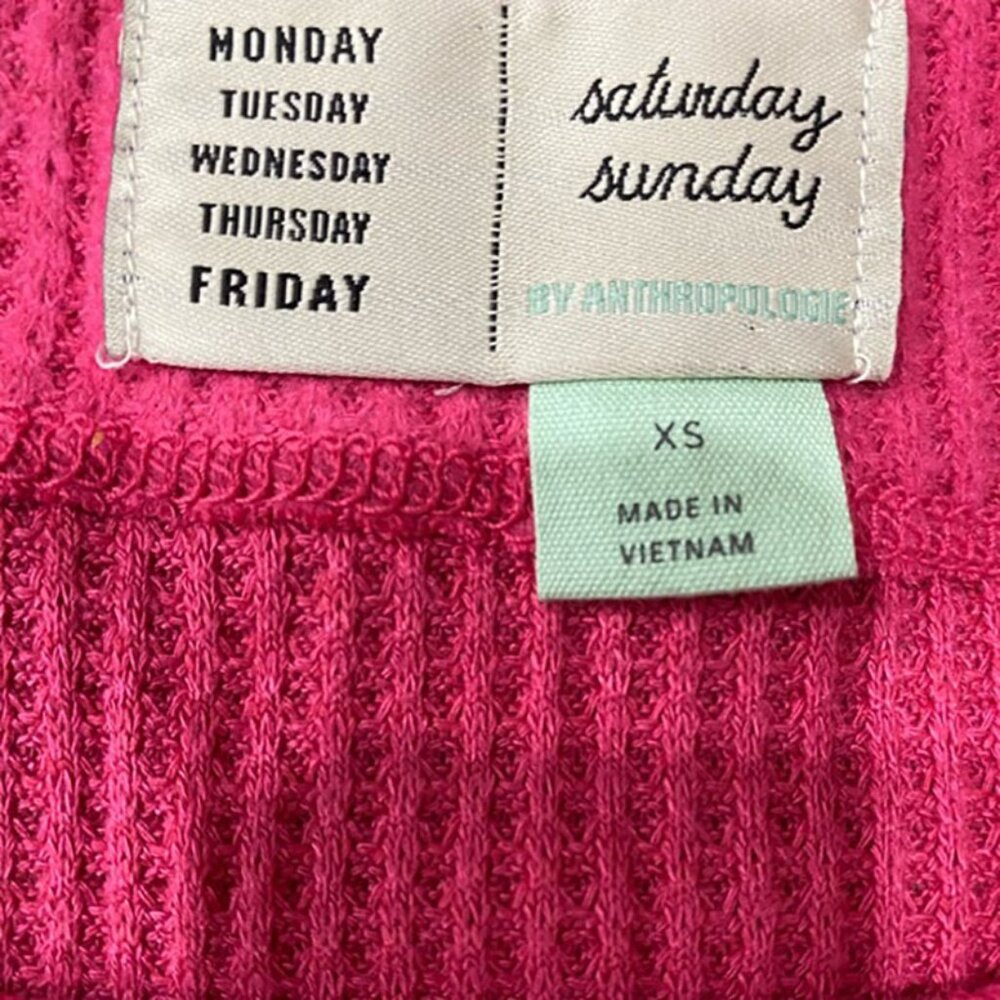 Anthropology Saturday Sunday Long Sleeve Top Oversized in Raspberry/ Pink XS - Picture 7 of 10